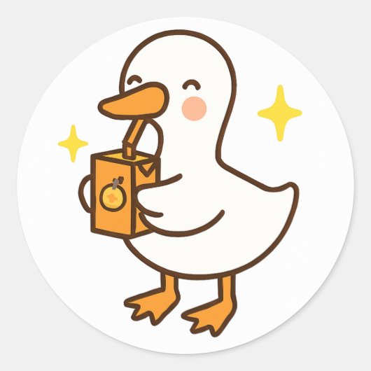Kawaii Silly Goose Holding Juice Box Sticker (Voorkant)