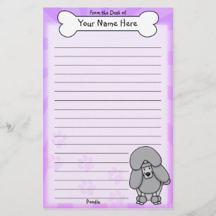 Kawaii Silver Poodle Stationery Briefpapier