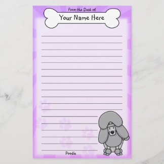 Kawaii Silver Poodle Stationery Briefpapier