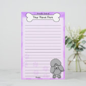 Kawaii Silver Poodle Stationery Briefpapier (Staand voorkant)
