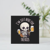 Kawaii Skelet Halloween Oktoberfest Kaart (Staand voorkant)