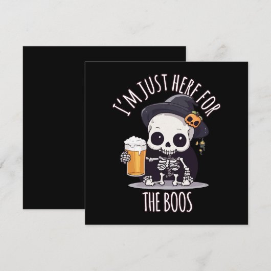 Kawaii Skelet Halloween Oktoberfest Kaart (Voorkant / Achterkant)