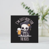 Kawaii Skelet Halloween Oktoberfest Kaart (Staand voorkant)