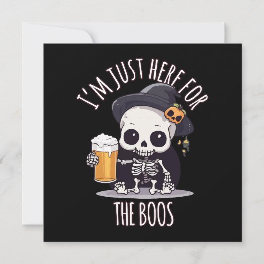 Kawaii Skelet Halloween Oktoberfest Kaart (Voorkant)