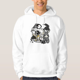 Kawaii Skelet Konijn & Zen Vis Kunst Hoodie