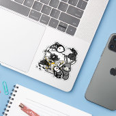 Kawaii Skelet Konijn & Zen Vis Kunst Sticker (Laptop met iPhone)