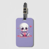 Kawaii Skelet met Hart Bagagelabel (Voorkant (verticaal))