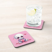 Kawaii Skelet met Hart Bier Onderzetter (Rechterzijde)