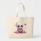Kawaii Skelet met Hart Grote Tote Bag (Voorkant)