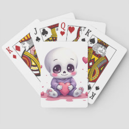 Kawaii Skelet met Hart Pokerkaarten