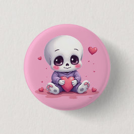 Kawaii Skelet met Hart Ronde Button 3,2 Cm