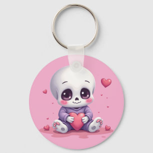 Kawaii Skelet met Hart Sleutelhanger