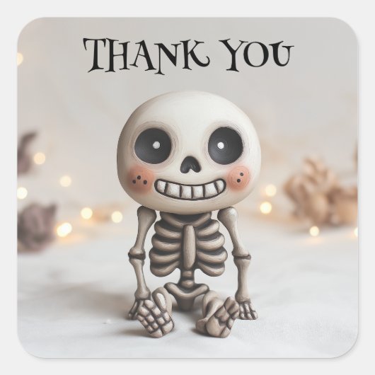 Kawaii Skeleton Dank u Stickers (Voorkant)