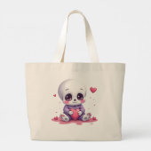 Kawaii Skeleton Holding Heart Grote Tote Bag (Achterkant)