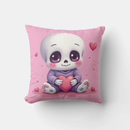 Kawaii Skeleton Holding Heart Kussen