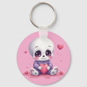 Kawaii Skeleton Holding Heart Sleutelhanger (Achterkant)