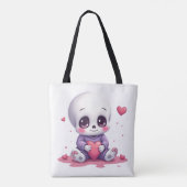 Kawaii Skeleton Holding Heart Tote Bag (Achterkant)