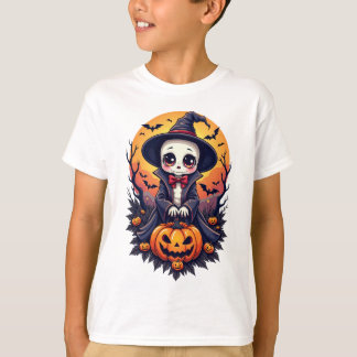 Kawaii Skeleton Witch met pompoen T-shirt
