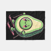 Kawaii-ski-avocado, grappige sneeuwhellingen ruite fleece deken (Voorkant (Horizontaal))