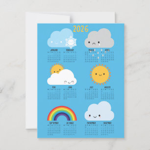 Kawaii Skies Gelukkig Weer 2026 Kalender Briefkaart
