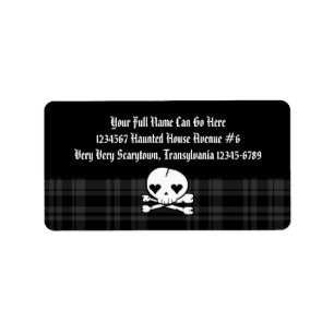 Kawaii Skull & Black Pset Etiket