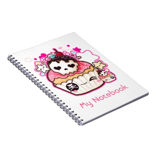 Kawaii skull cupcake met sterren en hart notitieboek (Rechterzijde)