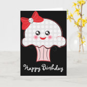 Kawaii Skull Cupcake Verjaardag Kaart (Gele Bloem)