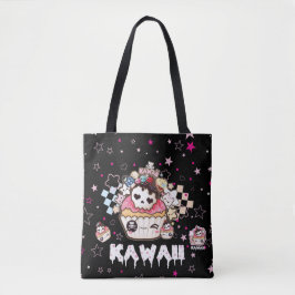 Kawaii skull cupcakes tote bag