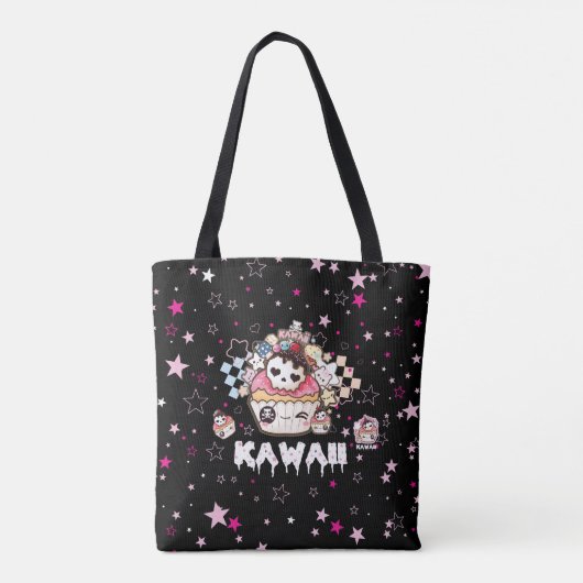 Kawaii skull cupcakes tote bag (Achterkant)