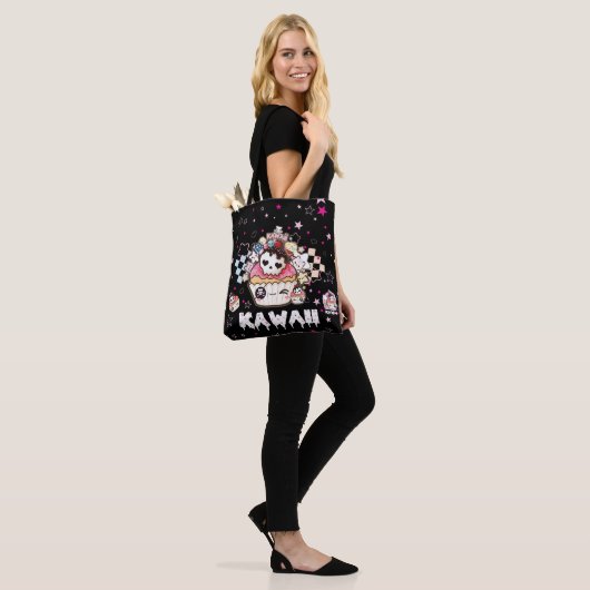 Kawaii skull cupcakes tote bag (Op model)