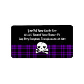Kawaii Skull & Paarse Plaid Etiket (Voorkant)