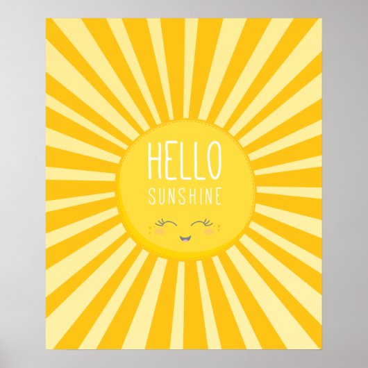 KAWAII SKY bright bold yellow smiling sun sunshine Poster (Voorkant)