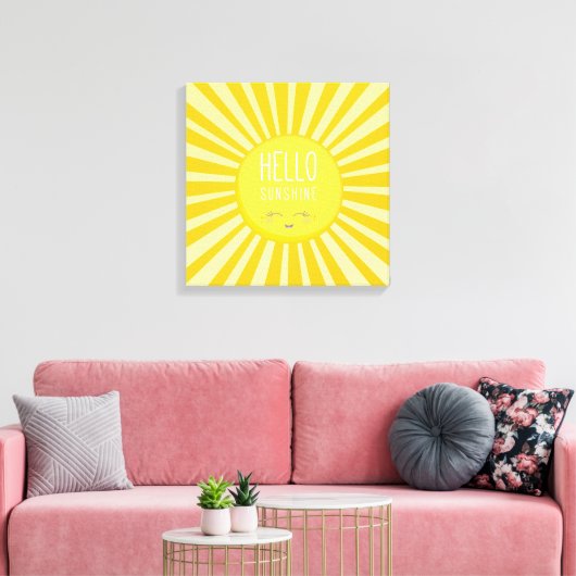 KAWAII SKY heldere, vette gele glimlachende zonnes Canvas Afdruk (Insitu (Woonkamer))