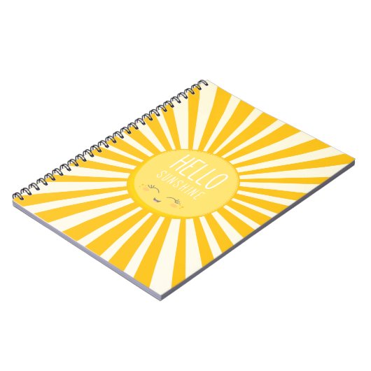 KAWAII SKY heldere, vette gele glimlachende zonnes Notitieboek (Linkerzijde)