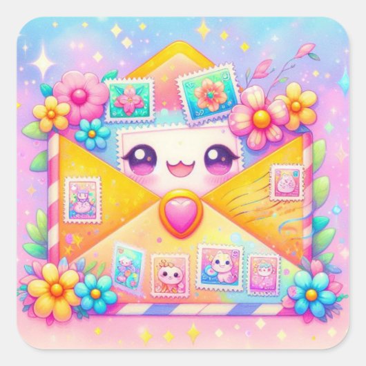 Kawaii Slakkenpost Envelope Stickers (Voorkant)