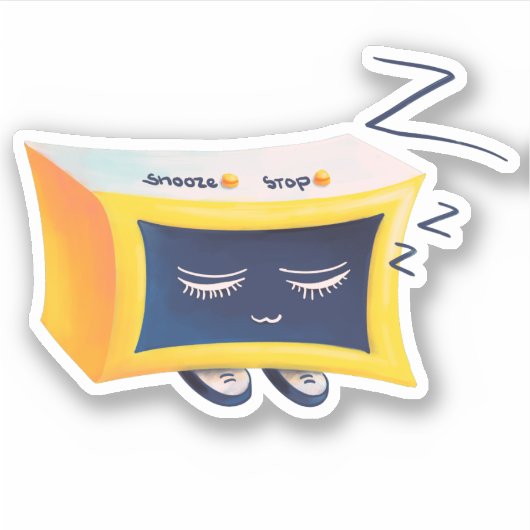 Kawaii Slapende Alarm Clock Character Sticker (Voorkant)