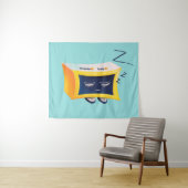 Kawaii Slapende Alarm Clock Character Wandkleed (In Situ (horizontaal))