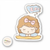 Kawaii slapende meisje scrapbooking sticker (Voorkant)