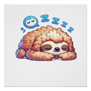 Kawaii Slaperige Luiaard Slaap Zzz Grappig Lui Die Perfect Poster