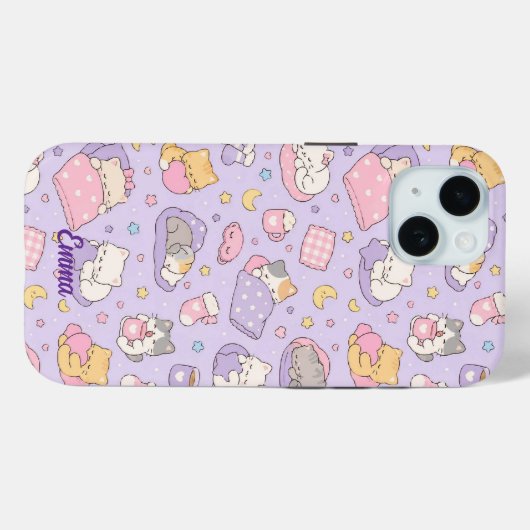 Kawaii Sleeping Cats Pattern Phone Case (Achterkant (horizontaal))