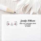 Kawaii Sleepy Cat Face Persoonlijke Adresetiketten Etiket (Insitu)