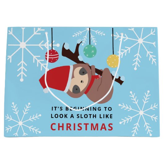 Kawaii Sloth Kerstpunny Holiday Winter Cute Groot Cadeauzakje (Voorkant)