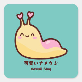 Kawaii Slug Japanse 可愛いナメ クジ gepersonaliseerde tek Vierkante Sticker