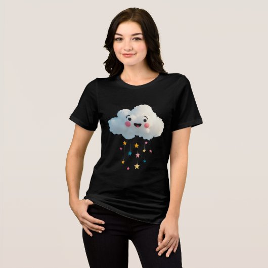 Kawaii Smiling Cloud T-shirt – Schattigee wolkenre (Voorkant volledig)