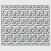 Kawaii Smiling Hearts Gradient LOVE Pattern Cadeaupapier (Vlak)