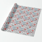 Kawaii Smiling Hearts Gradient LOVE Pattern Cadeaupapier (Uitgerold)