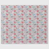 Kawaii Smiling Hearts Love Transparent Pattern Cadeaupapier (Vlak)