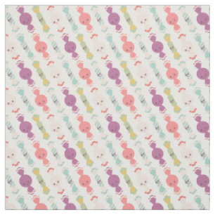 Kawaii Smiling Snoep All-Over Pattern Stof
