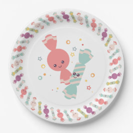Kawaii Smiling Snoep Papieren Borden Bordje