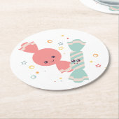 Kawaii Smiling Snoep Ronde Papier Onderzetter (Gebogen)